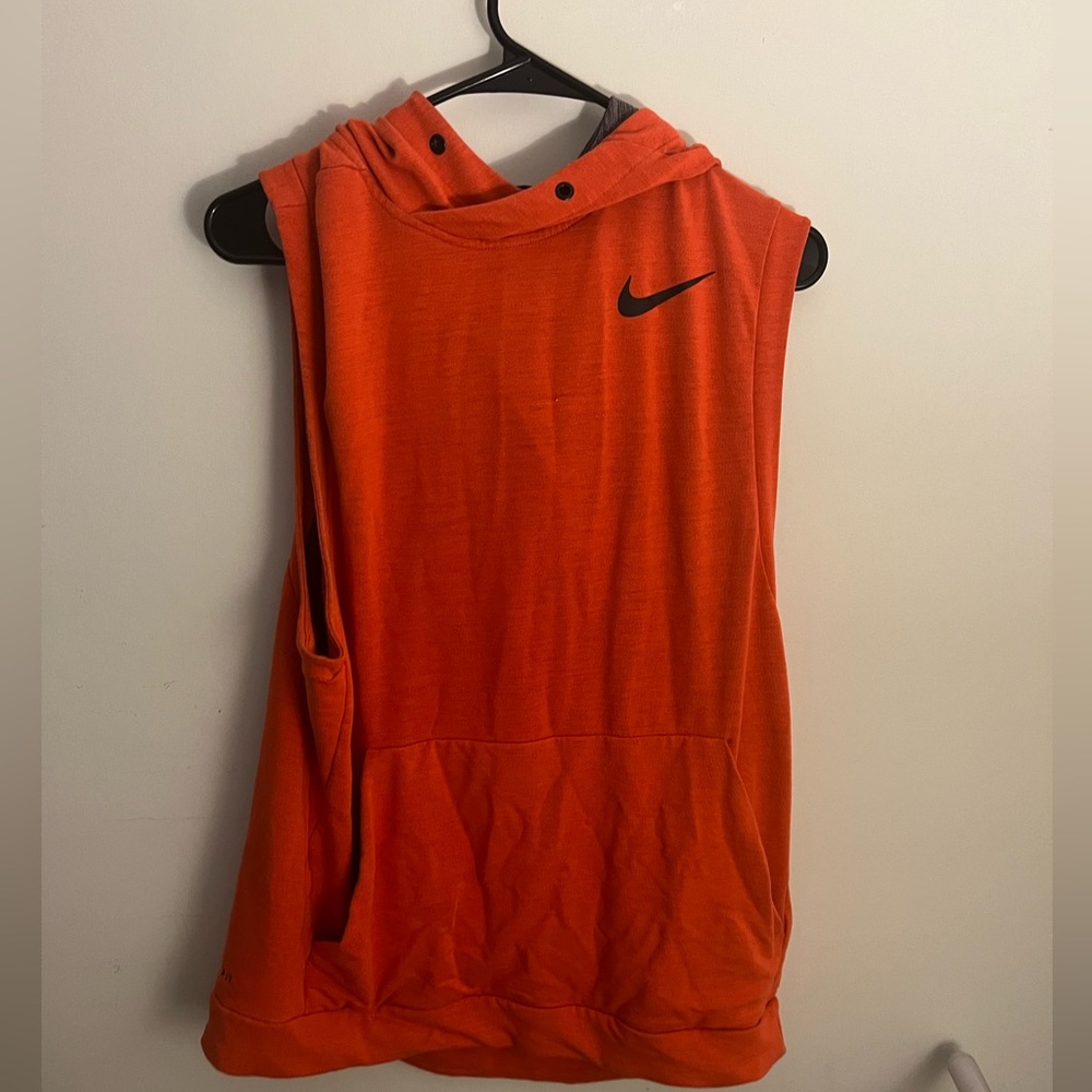 Red Nike hoodie cutoff